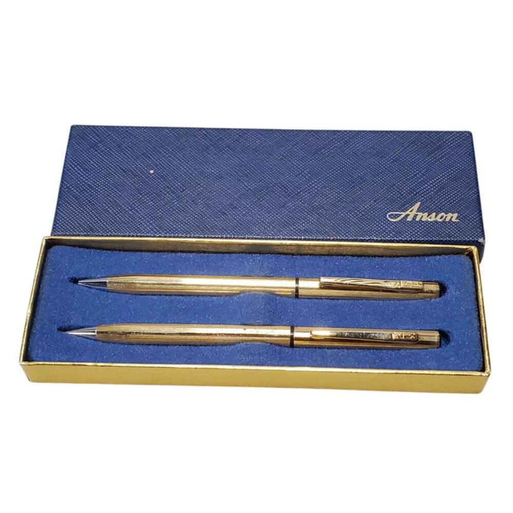 Vintage Anson 18k KaratClad H.G.E. Gold Plated Filled Pen & Pencil Set Kodak